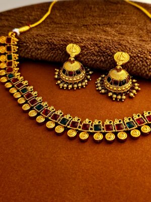 1000177888 (1) Divya Kasumala Choker Set with Earnings