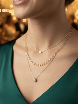 Pearlish drop with 3 layered neckpice
