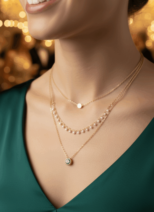 Pearlish drop with 3 layered neckpice