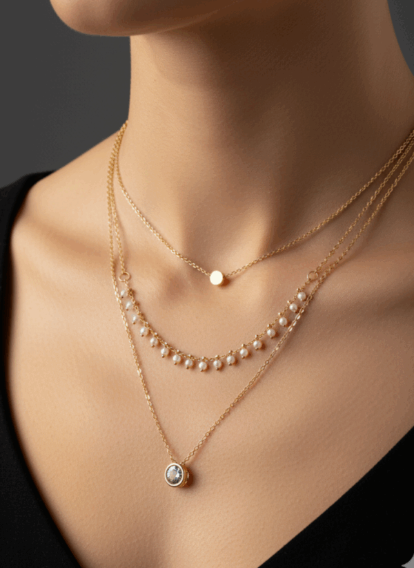 Pearlish drop with 3 layered neckpice