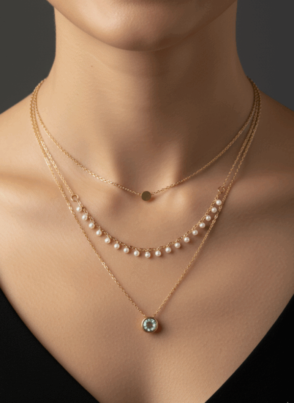 Pearlish drop with 3 layered neckpice