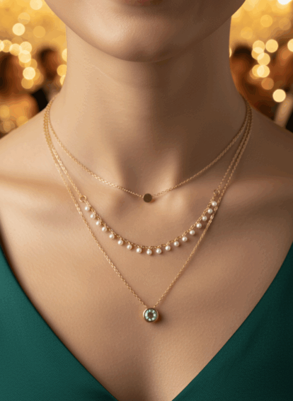 Pearlish drop with 3 layered neckpice